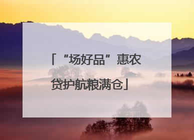 “场好品”惠农贷护航粮满仓