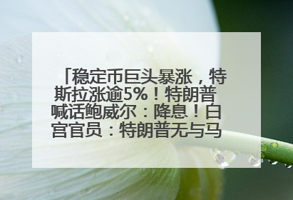 稳定币巨头暴涨，特斯拉涨逾5%！特朗普喊话鲍威尔：降息！白宫官员：特朗普无与马斯克交谈计划，他正考虑卖掉红色特斯拉