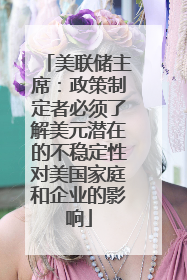 美联储主席：政策制定者必须了解美元潜在的不稳定性对美国家庭和企业的影响