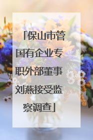 保山市管国有企业专职外部董事刘燕接受监察调查