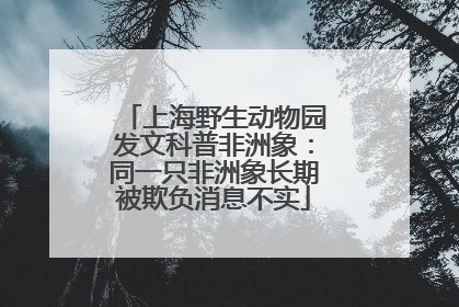 上海野生动物园发文科普非洲象：同一只非洲象长期被欺负消息不实