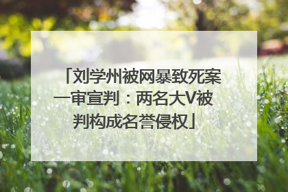 刘学州被网暴致死案一审宣判：两名大V被判构成名誉侵权