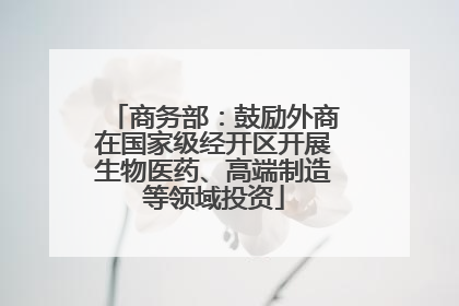 商务部：鼓励外商在国家级经开区开展生物医药、高端制造等领域投资