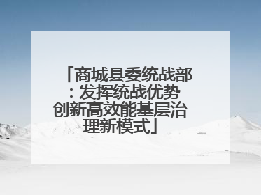 商城县委统战部：发挥统战优势 创新高效能基层治理新模式