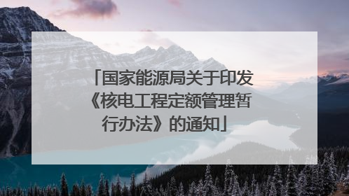 国家能源局关于印发《核电工程定额管理暂行办法》的通知