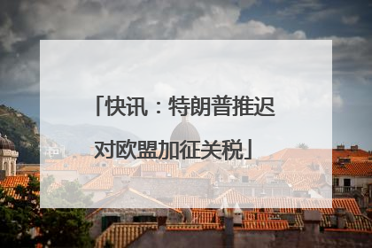 快讯：特朗普推迟对欧盟加征关税