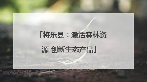 将乐县：激活森林资源 创新生态产品