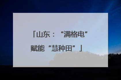 山东：“满格电”赋能“慧种田”