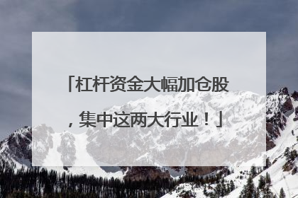 杠杆资金大幅加仓股，集中这两大行业！