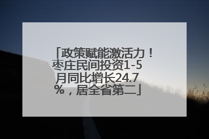 政策赋能激活力！枣庄民间投资1-5月同比增长24.7%，居全省第二