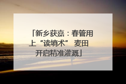 新乡获嘉：春管用上“读墒术” 麦田开启精准灌溉