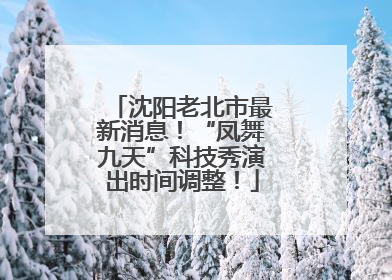 沈阳老北市最新消息！“凤舞九天”科技秀演出时间调整！
