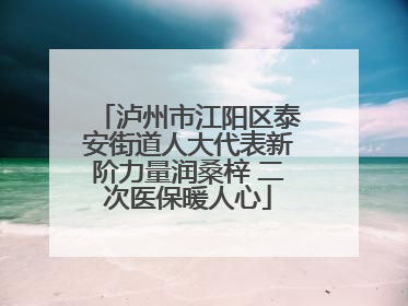 泸州市江阳区泰安街道人大代表新阶力量润桑梓 二次医保暖人心