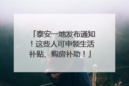 泰安一地发布通知！这些人可申领生活补贴、购房补助！
