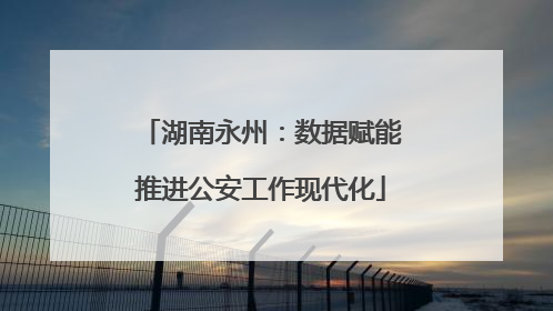 湖南永州：数据赋能推进公安工作现代化