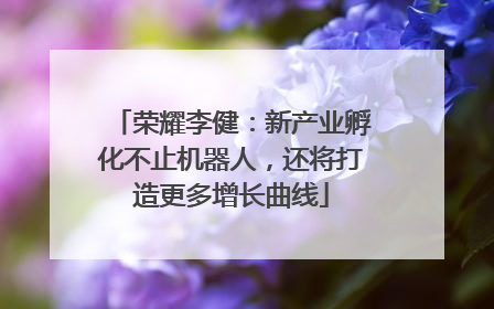 荣耀李健：新产业孵化不止机器人，还将打造更多增长曲线