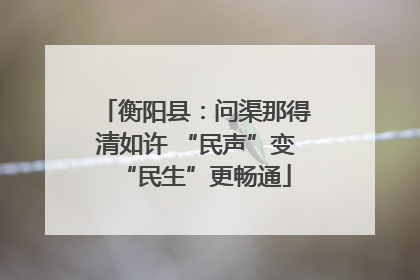 衡阳县：问渠那得清如许 “民声”变“民生”更畅通
