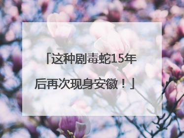 这种剧毒蛇15年后再次现身安徽！