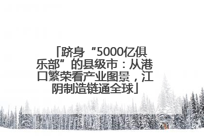 跻身“5000亿俱乐部”的县级市：从港口繁荣看产业图景，江阴制造链通全球