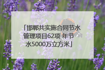 邯郸共实施合同节水管理项目62项 年节水5000万立方米