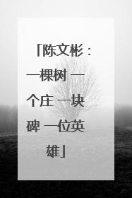 陈文彬：一棵树 一个庄 一块碑 一位英雄