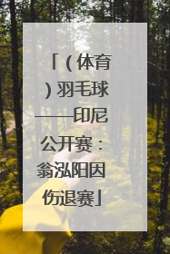 （体育）羽毛球——印尼公开赛：翁泓阳因伤退赛