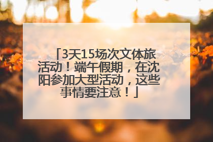 3天15场次文体旅活动！端午假期，在沈阳参加大型活动，这些事情要注意！